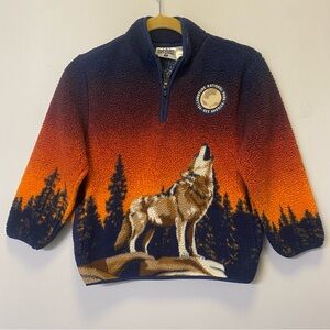 RARE Creative Action Network Yellowstone Wolf Sherpa Fleece Pullover Youth Sz 8